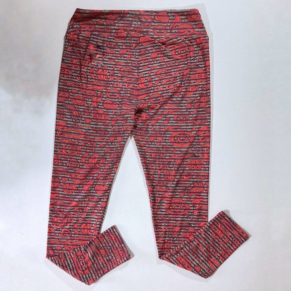 LULAROE Tall & Curvy TC Stretch Knit Leggings Multi-Color Orange Purple Stripe - Picture 8 of 8